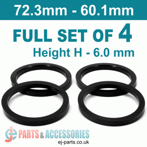 Spigot Rings / 72.3mm - 60.1mm / 6mm FULL SET OF (4) FOUR RINGS