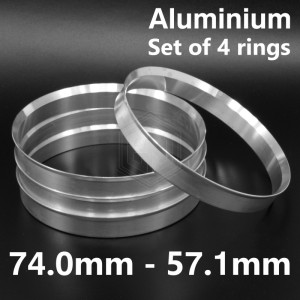 Aluminium Spigot Rings / 74.0mm - 57.1mm FULL SET OF (4) FOUR RINGS