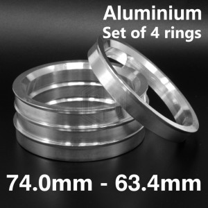 Aluminium Spigot Rings / 74.0mm - 63.4mm FULL SET OF (4) FOUR RINGS