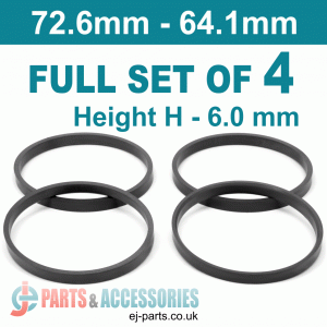 Spigot Rings / 72.6mm - 64.1mm / 6mm FULL SET OF (4) FOUR RINGS