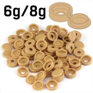 Beech Wood Colour Hinged Plastic Screw Cover Caps (Small, 6/8g) 4 PACK SIZES