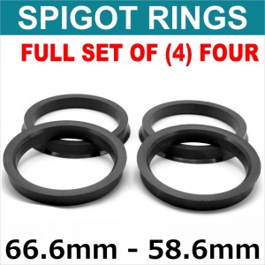 Spigot Rings / 66.6mm - 58.6mm FULL SET OF (4) FOUR RINGS
