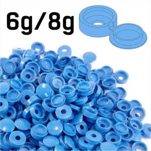 Light Blue Colour Hinged Plastic Screw Cover Caps (Small, 6/8g) 4 PACK SIZES