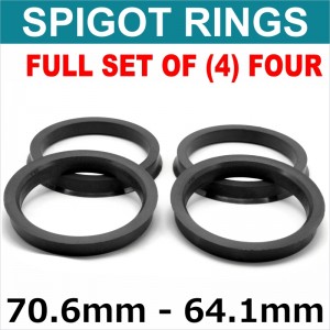 Spigot Rings / 70.6mm - 64.1mm FULL SET OF (4) FOUR RINGS