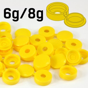 Yellow Hinged Plastic Screw Cover Caps (Small, 6/8g) 4 PACK SIZES
