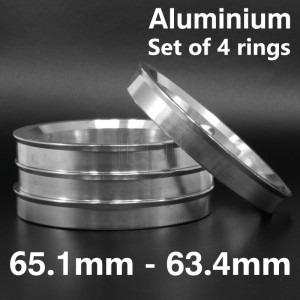 Aluminium Spigot Rings / 65.1mm - 63.4mm FULL SET OF (4) FOUR RINGS