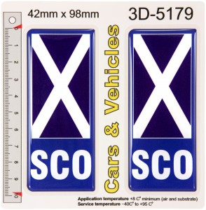 2x 42 x 98 mm Scotland SCO Flag 3D Resin Gel Domed Number Plate Decal Badges Stickers Car