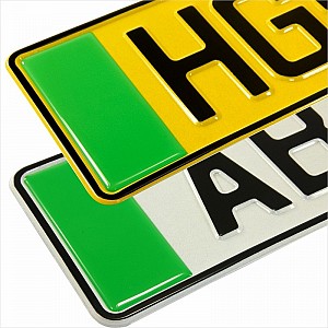 Electric Vehicle EV Green Gel Resin Number Plate Stickers Decals Badges Domed