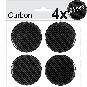 3D 64 mm Centre Caps Stickers Carbon