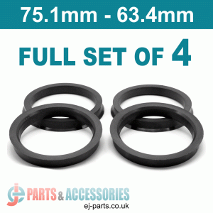 Spigot Rings / 75.1mm - 63.4mm FULL SET OF (4) FOUR RINGS Spigot Rings / 75.1mm - 63.4mm FULL SET OF (4) FOUR RINGS Hub Centric Rings  Alloy Wheels Spigot Rings (Centre Rings)