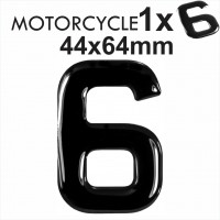 Number 6 3D Gel MOTORCYCLE MOTORBIKE BIKE digit number plates Black Domed Resin Making DIY Registration UK REG