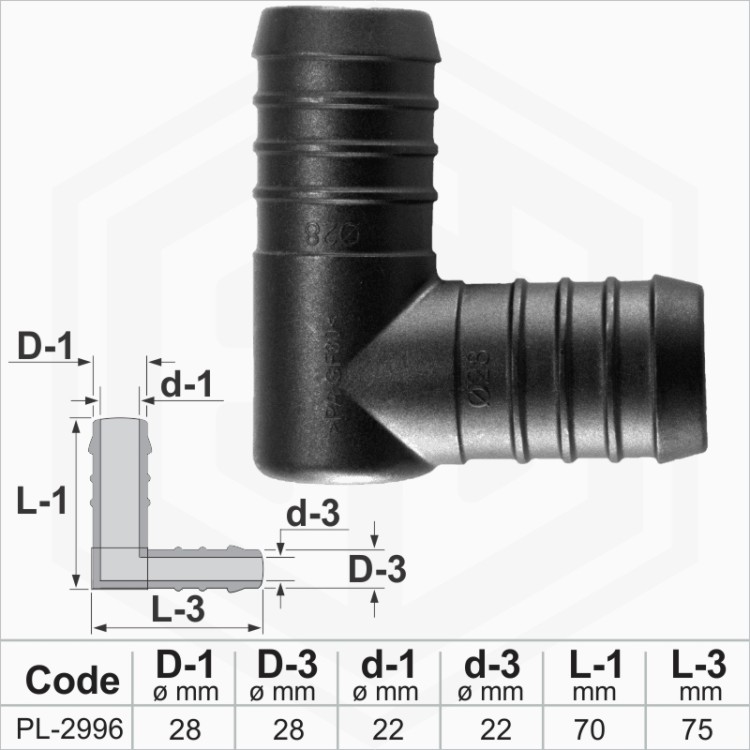 28x28 mm L-Piece Plastic Barbed Connector Joiner Tube Hose Pipe Fitting