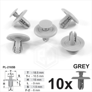 6mm Hole Gray Plastic Trim Clips Bumpers Grille Wing Liner Splashguars Arch