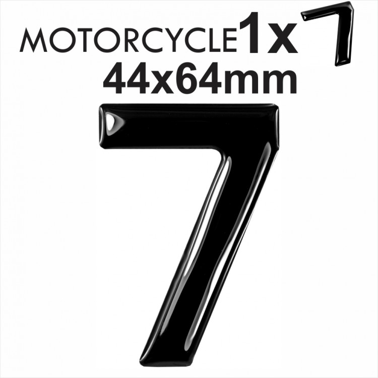 Number 7 3D Gel MOTORCYCLE MOTORBIKE BIKE digit number plates Black Domed Resin Making DIY Registration UK REG