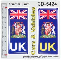 2x 42 x 98 mm UK Leicestershire County Number Plate Stickers 3D Gel Domed Decals Badges
