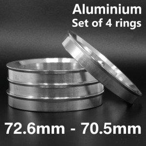 Aluminium Spigot Rings / 72.6mm - 70.5mm FULL SET OF (4) FOUR RINGS