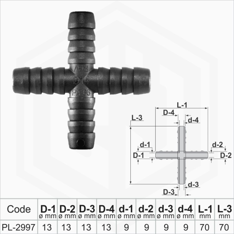 13x13x13x13 mm X-Piece Plastic Barbed Connector Joiner Tube Hose Pipe Fitting