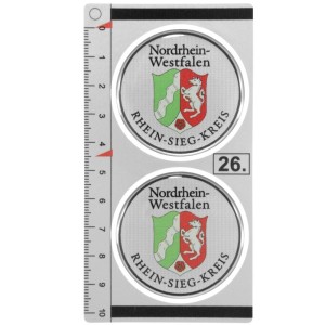 NRW Rhein-Sieg-Kreis 45mm 3D Domed German Number Plate Badges Set of 2