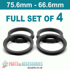 Spigot Rings / 75.6mm - 66.6mm FULL SET OF (4) FOUR RINGS Spigot Rings / 75.6mm - 66.6mm FULL SET OF (4) FOUR RINGS Hub Centric Rings  Alloy Wheels Spigot Rings (Centre Rings)