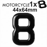 Number 8 3D Gel MOTORCYCLE MOTORBIKE BIKE digit number plates Black Domed Resin Making DIY Registration UK REG