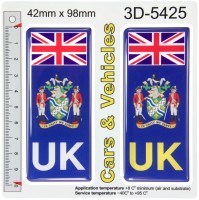 2x 42 x 98 mm UK Flag Lincolnshire County Number Plate Stickers 3D Gel Domed Decals Badges