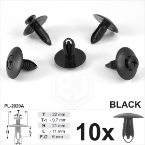 6mm Hole Screw Fit Rivet Trim Clips Panel Bumper Wheel Arch Lining Grille