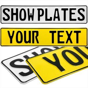 2x German Font Novelty Show Metal Pressed Number Plates Aliuminium Embossed Name