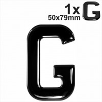 Letter G 3d gel number plates Black Domed Resin Making DIY Registration UK REG