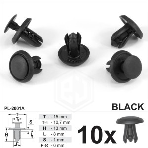 6mm Plastic Trim Clips Bumpers Grille Wing Liner Splashguars Fits Mitsubishi