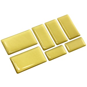 Set of 7 Brass Square Blank Stickers Decal Gloss Domed Gel Resin Self Adhesive
