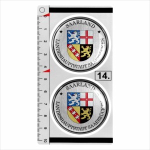 Saarland set of 2 German Number Plate Seal Stadt 3D Domed Sticker badge 45mm