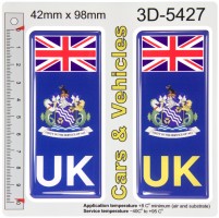 2x 42 x 98 mm UK Flag Merseyside County Number Plate Stickers 3D Gel Domed Decals Badges