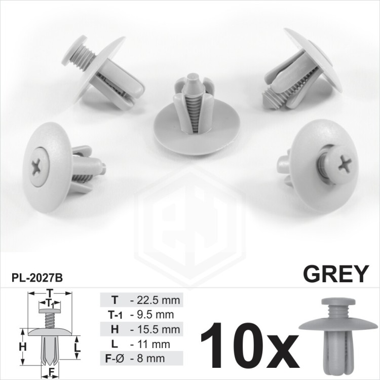 Wheel Arch Lining Trim Screw Rivet Type Grey Plastic Fastener Clips Bumper