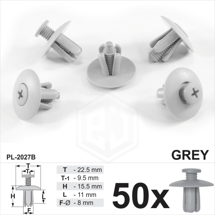 Wheel Arch Lining Trim Screw Rivet Type Grey Plastic Fastener Clips Bumper