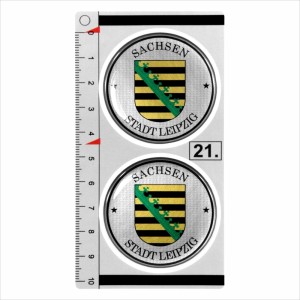 Sachsen - LEIPZIG set of 2 German Number Plate Seal Stadt 3D Domed Sticker badge