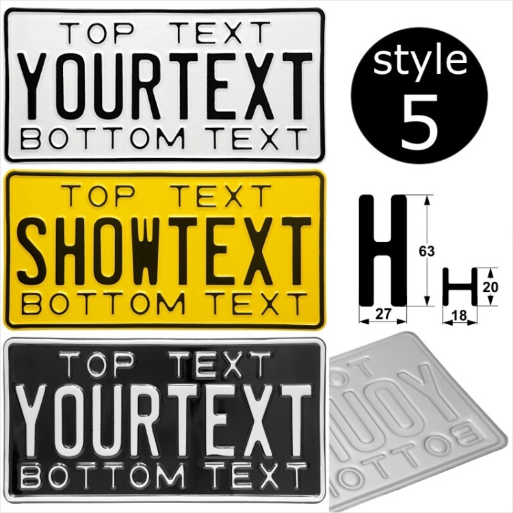 6 Style 12"x6" American USA Import Novelty Pressed metal number show plates car
