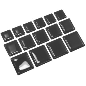 16 21 27 mm Dark Grey Square Stickers Set Decal Gloss Domed Resin Self Adhesive
