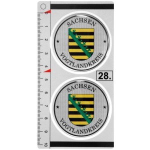 Sachsen Vogtlandkreis 45mm 3D Domed German Number Plate Badges Set of 2