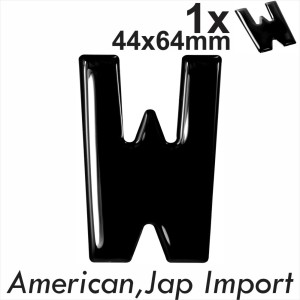 Motorcycle number plate 3D Gel Black Domed Resin Making DIY Letter W UK 44X64 mm
