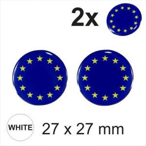 2x27 mm European Union ES EU Round Moto Helmet Circle Sticker Decal Domed Gel 3D