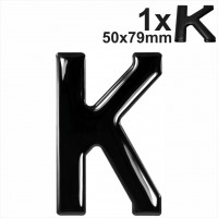 Letter K 3d gel number plates Black Domed Resin Making DIY Registration UK REG