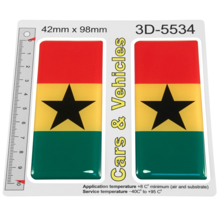 2x 42mm x 98mm Republic of Ghana National Ghanaian flag Domed Number Plate Stickers Badge