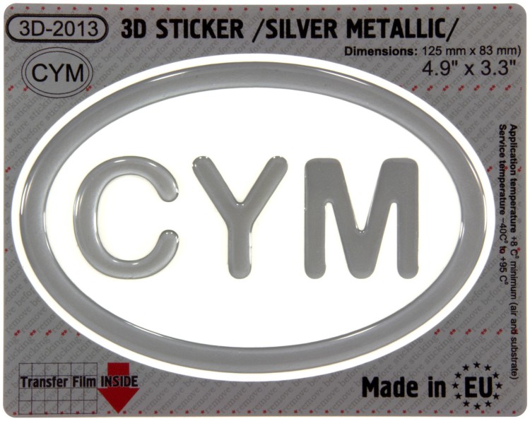 CYM Wales OVAL GEL DOME CAR STICKER Silver metallic Resin Decal 3d Domed Badge