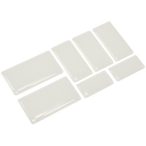 Set of 7 White Square Blank Stickers Decal Gloss Domed Gel Resin Self Adhesive