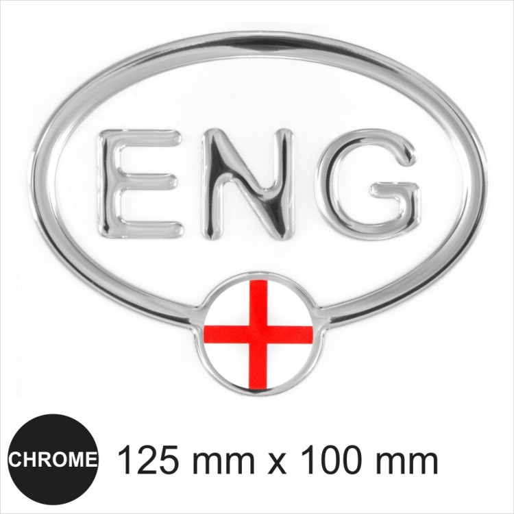 ENG St George Cross flag Oval Mirror Chrome Effect Dome 3D Gel Resin Car Sticker