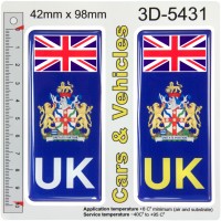 2x 42 x 98 mm UK North Yorkshire County Number Plate Stickers 3D Gel Domed Decals Badges