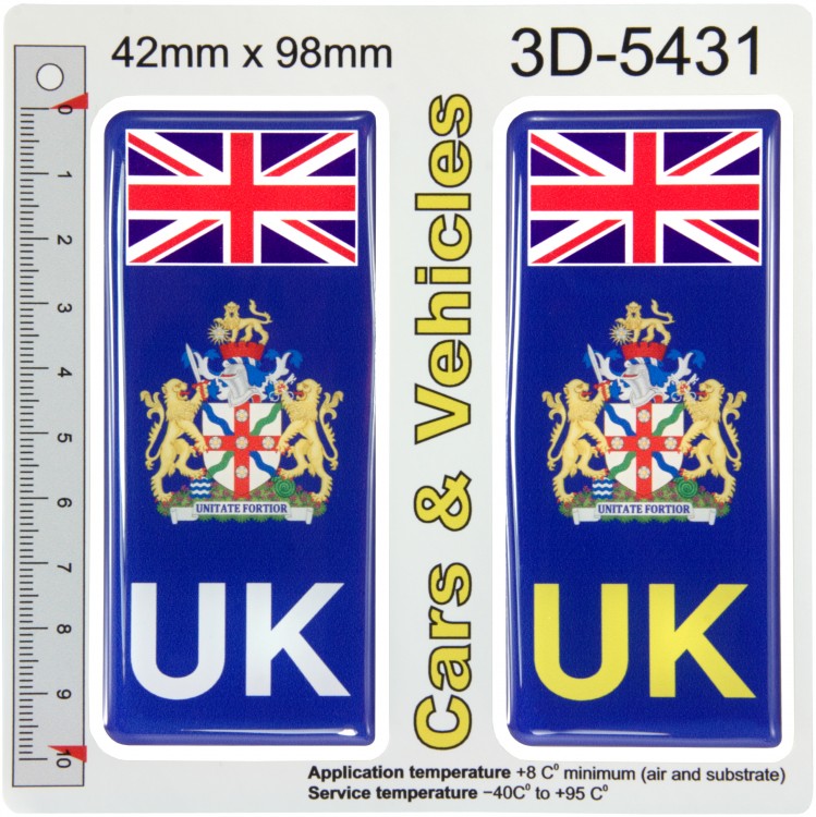 2x 42 x 98 mm UK North Yorkshire County Number Plate Stickers 3D Gel Domed Decals Badges