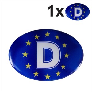 D Germany euro stars BLUE OVAL CAR 3D Domed STICKER Resin Decal Badge Emblem