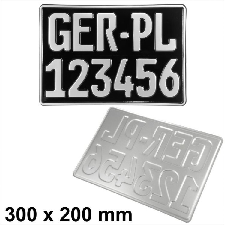 Square Oblong Small German Font Novelty Show Pressed Number Plates Metal Germany
