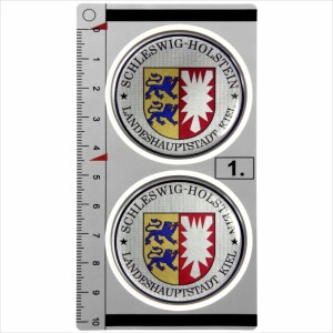 Schleswig-Holstein set of 2 German Number Plate Seal Stadt Domed Sticker Badge